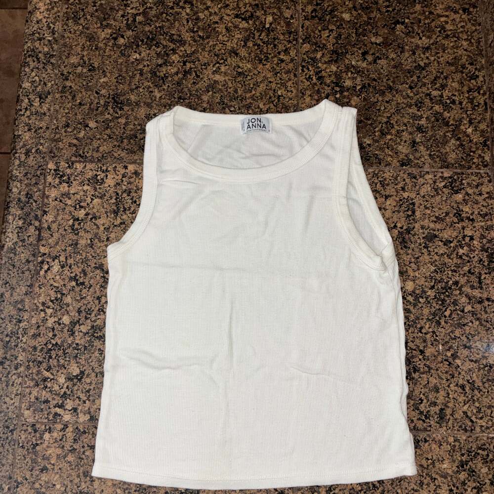 Jon & Anna Contemporary Ribbed White Tank Top